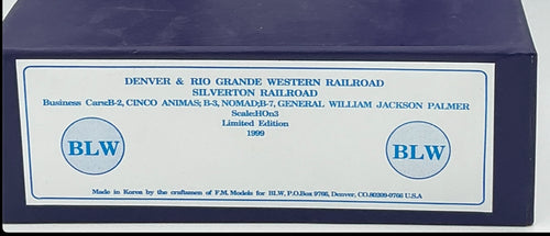 Berlyn Locomotive Works D&RGW Silverton Railroad Business Car Set. Limited Edition