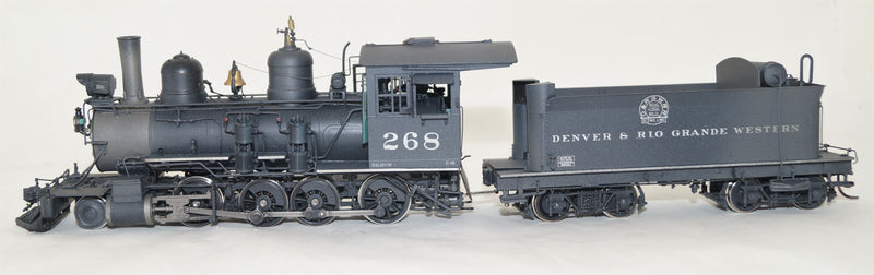 On3 Brass PSC D&RGW C-16 2-8-0 #268 Bug Herald, with Tsunami Sound Sys –  Southwest Narrow Gauge